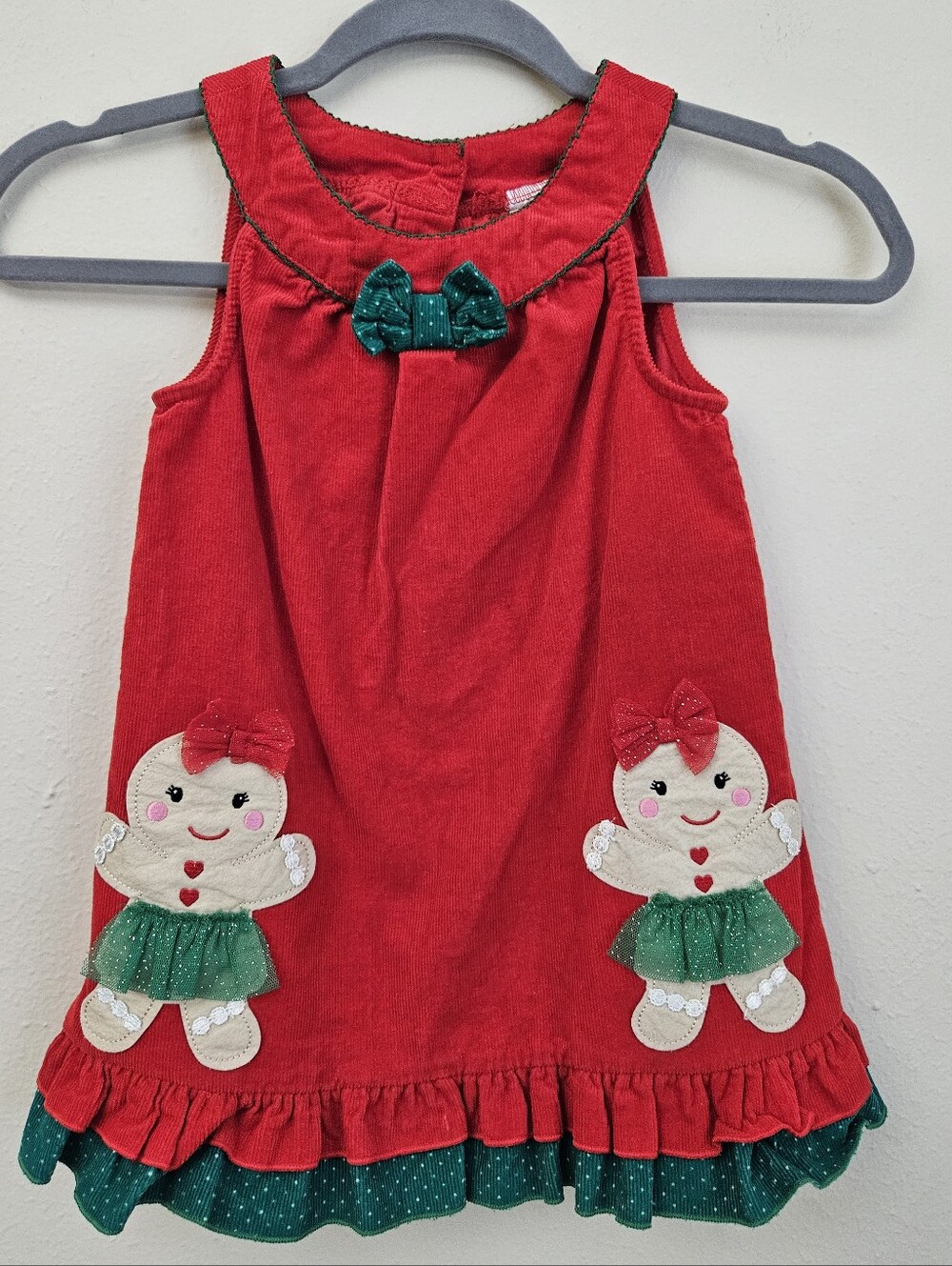 Nannette Vintage Christmas Gingerbread Red Corduroy Dress" Size 4T